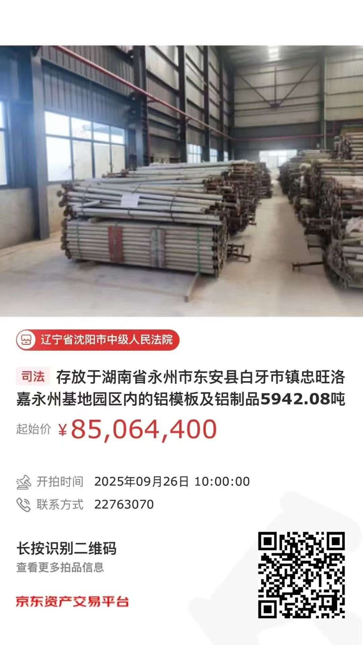 遼寧資產管理有限公司鋁模板掛拍公告（湖南永州）